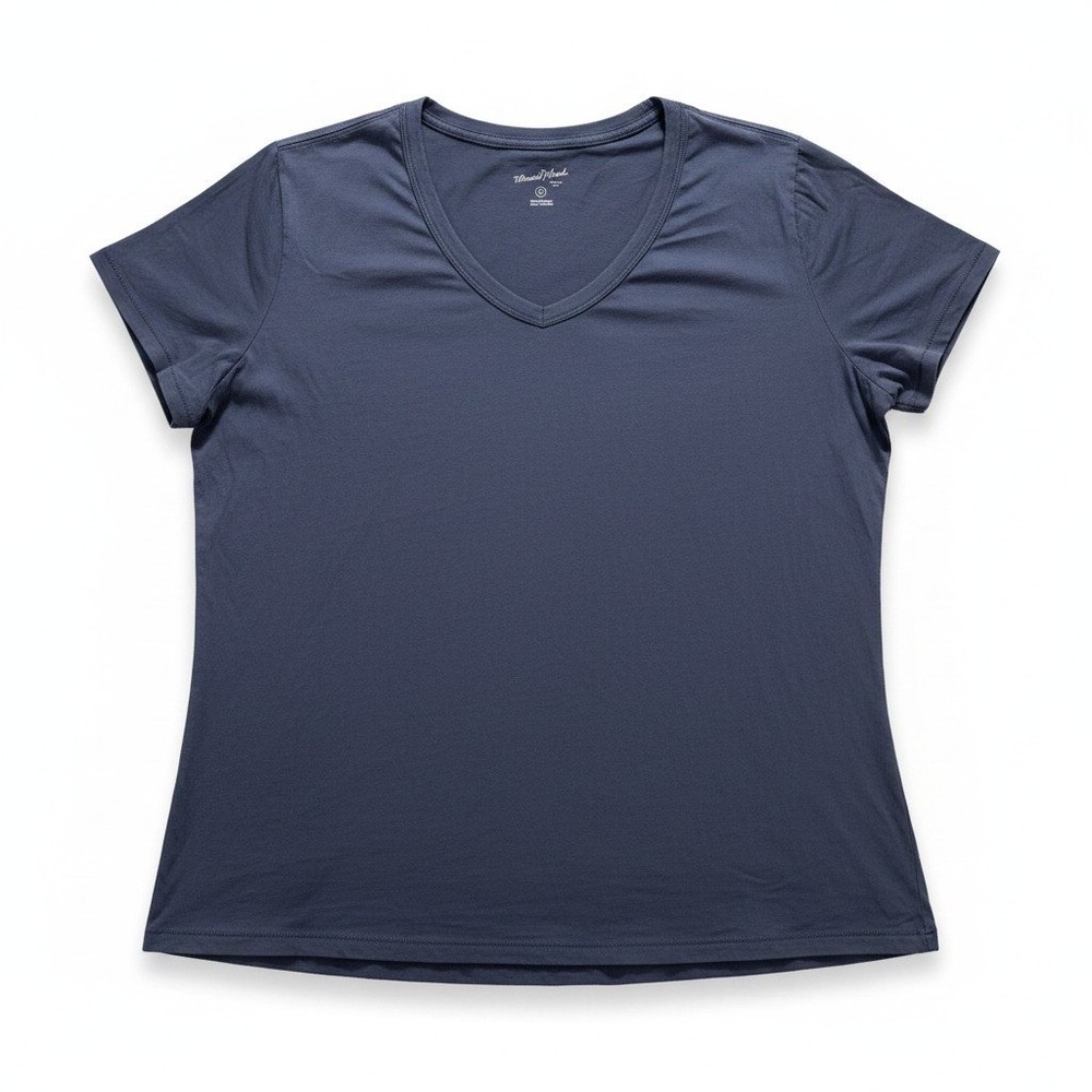 Universal Thread 2X Blue Womens V-Neck Short Sleeve T-Shirt Casual Boho Tee